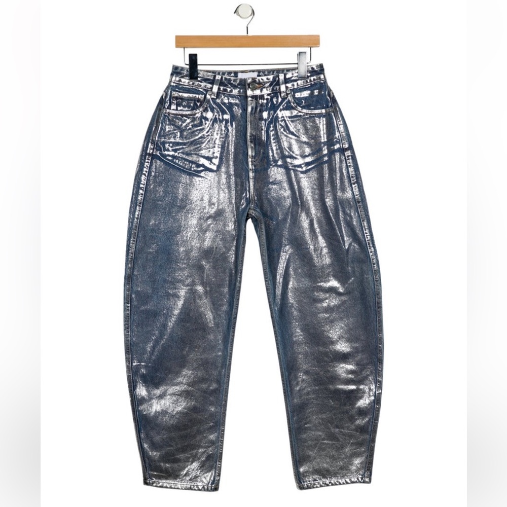 Ganni Barrel Leg Silver Jeans